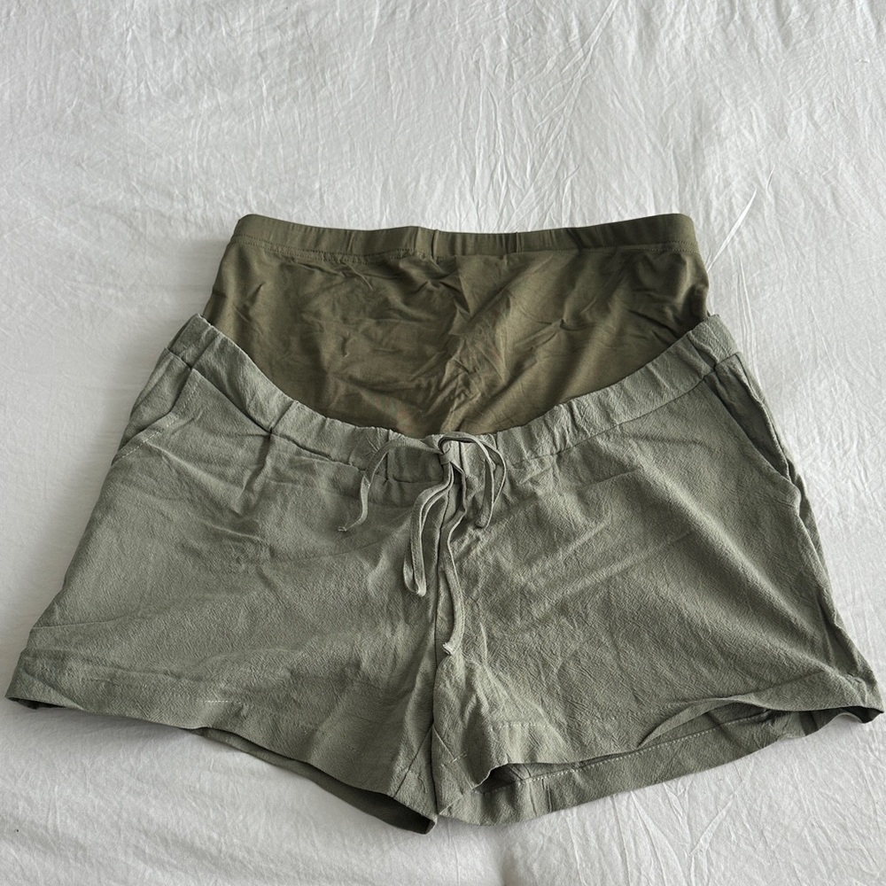 SHEIN Dual-Tone Green Women's maternity Cargo Shorts